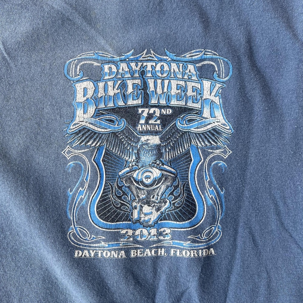Daytona Bike Week Shirt Mens Large Blue 2013 72nd Annual Biker Motorcycle Event